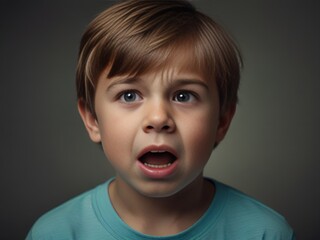The little cute boy is furious and crying. Catalogue of emotions. Intense angry, capricious, screaming, swearing.
 - obrazy, fototapety, plakaty