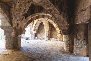 Underground arch structure of North Stoa or Basilica at Roman Agora in ancient Smyrna. Izmir, Turkey (Turkiye)