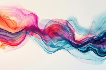 Abstract colorful smoke waves, multicolored smoke isolated on white background.
