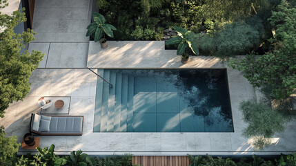 Fototapeta premium Stunning modern pool with luxury cottage