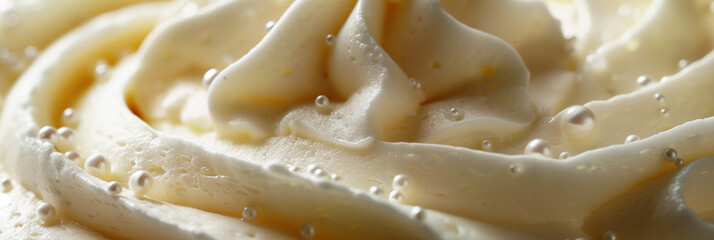Creamy swirl closeup of white whipped cream. Sweet and smooth - obrazy, fototapety, plakaty