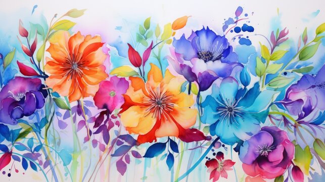 Vibrant colors in a creative watercolor painting