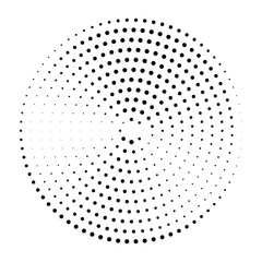 Black round dotted halftone gradient in a pop art comic style.  Circle dots texture isolated on white background. Spotted spray texture.