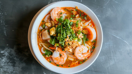 Traditional vietnamese shrimp noodle soup