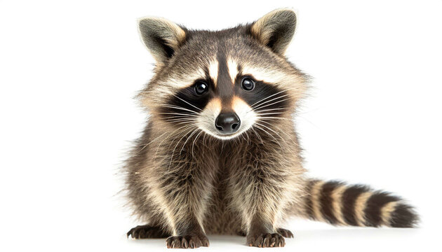 Waschb&auml;r auf vier beinen isoliert auf wei&szlig;en Hintergrund, Freisteller