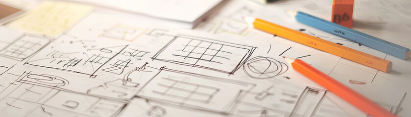 Innovative product development process, detailed sketch, space for text
