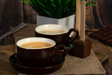 Cup of coffee.and chocolate stirrer