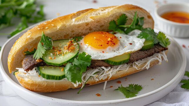 Delicious vietnamese banh mi sandwich
