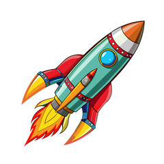 Rocket launch in the sky on white background