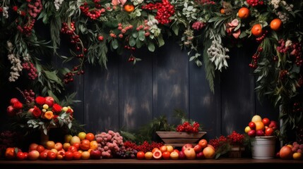 Fototapeta na wymiar Vibrant christmas backdrop, a burst of seasonal colors and warmth
