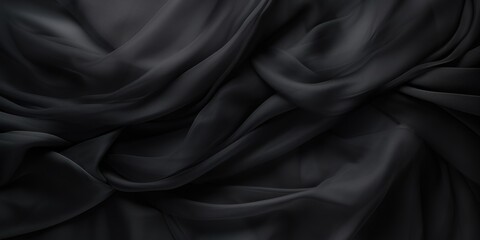 Black soft chiffon texture background with blank copy space design photo backdrop - obrazy, fototapety, plakaty
