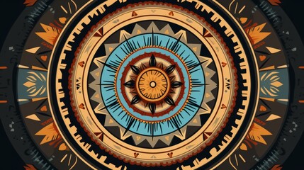 An intricate mandala with native american motifs
