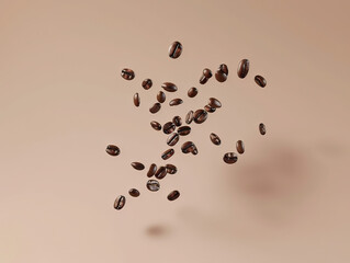 3D render of minimalist coffee beans, premium blend concept