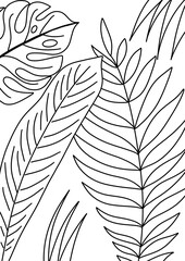 Colouring page with botanical flowers 