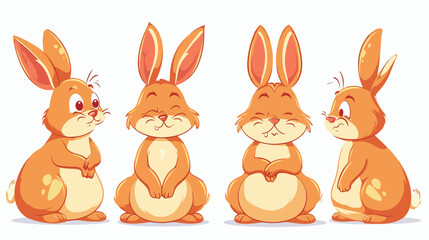 Vector illustration of Rabbit with different emotions
