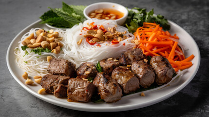 Traditional vietnamese bun cha dish