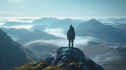 Inspiration: A lone hiker standing on a mountaintop