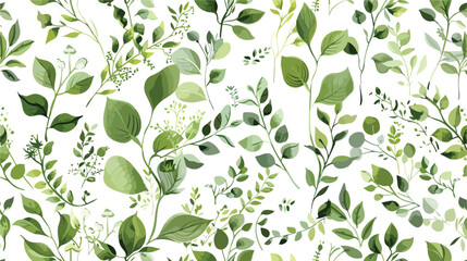 Vivid Seamless Nature Plant Textile Background. Green - obrazy, fototapety, plakaty