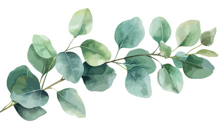 Watercolor hand painted light green eucalyptus branch - obrazy, fototapety, plakaty