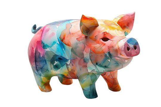 A minimalist 3D watercolor portrayal capturing the whimsy piggy bank