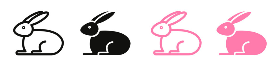 Easter-Themed Fluffy Bunny Animal Icon Set for Festive Occasions