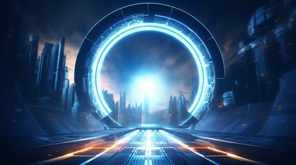 Digital art of a futuristic hyper space portal