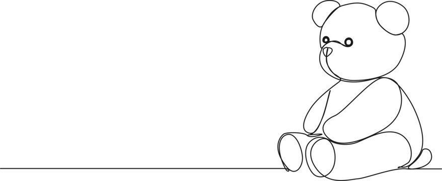 recommend clip art: continuous single line drawing of teddy bear, line art vector illustration