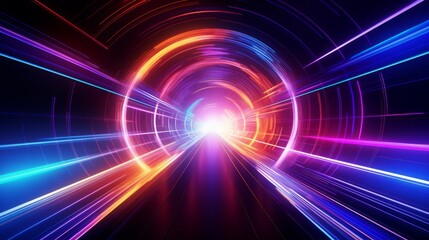 Futuristic hyper space tunnel with vibrant colors