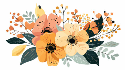 Abstract Modern Flowers clipart Floral Illustration Na