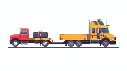 Airport Luggage Towing Truck Vector and Trailer Flat vector
