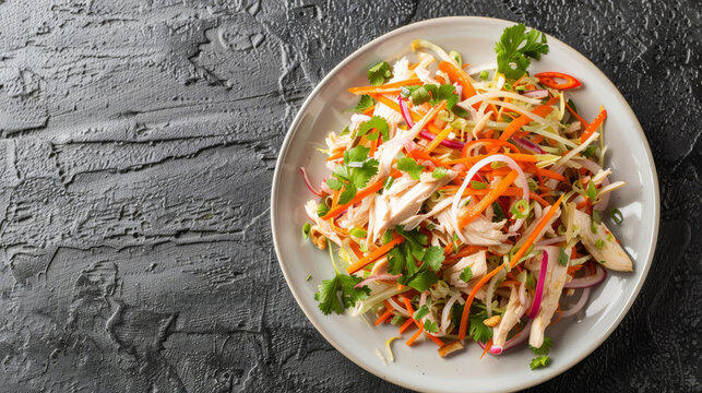 Fresh vietnamese chicken salad on plate