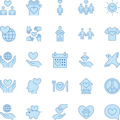 Charity Duotone Vector Flat Icons Pack