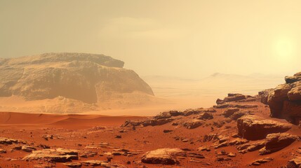 Martian landscape, the rugged terrain of the red planet