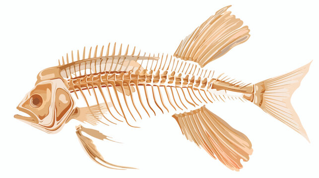 Cartoon Illustration of Fish Bone or Fish Skeleton Cli