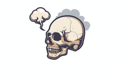 Cartoon skull symbol with thought bubble flat vector isolated