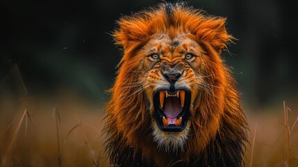 a close up of a lion's mouth with it's mouth open and it's mouth wide open.