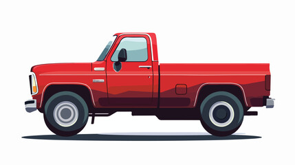 Fototapeta na wymiar Cartoon red pickup truck mascot flat vector isolated on