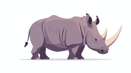 Cartoon rhino on white background flat vector isolated