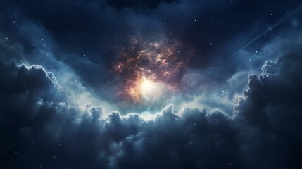 Fototapeta na wymiar A celestial object surrounded by cosmic clouds