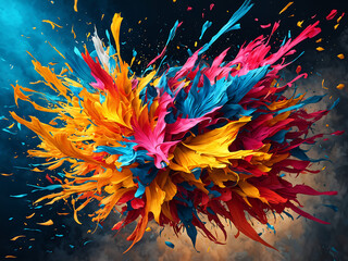 Colorful Background with Splashes of Flowers 