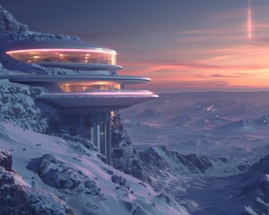 Fototapeta premium Interactive aurora viewing platform on Saturn