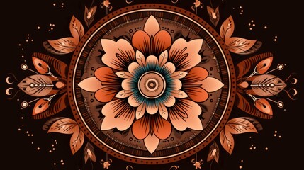 A mandala in shades of rust with mandala themed elements