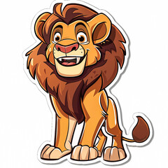 Young cute lion. Baby lion. Vector graphics. Illustration for children. Smiling nice animal.