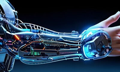 Obraz premium robot control, Robot working, arm robot 