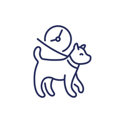 dog walk time icon, line vector