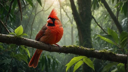 Foto op Canvas Cardinal setting on a tree in jungle  © Ghulam