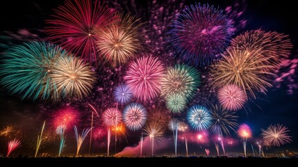 Burst of colors and patterns in a spectacular diwali fireworks display