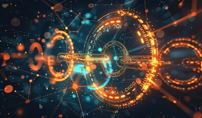 Visualization of digital networks and code symbolizing internet connections. Concept of digital communication.