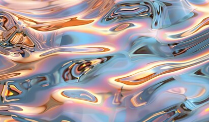 Liquid metallic texture with reflections. Concept of modern art.