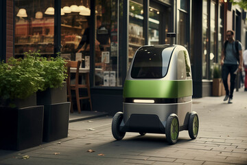 A modern intelligent automatic vehicle for food and grocery delivery.